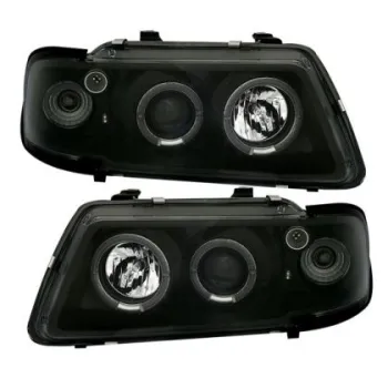 Φανάρια εμπρός angel eyes για Audi A3 (1996-2000) - μαύρα , με λάμπες (Η1) - σετ 2τμχ.