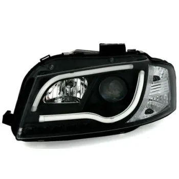 Φανάρια εμπρός led Light Bar Design για Audi A3 (2003-2008) -μαύρα , με λάμπες (H7/Η1) - σετ 2τμχ.