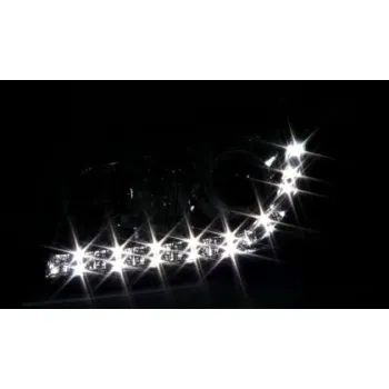 Φανάρια εμπρός led για Audi A3 (2003-2008) - μαύρα , με λάμπες (H7/Η1) - σετ 2τμχ.