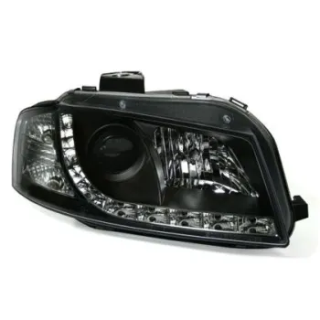 Φανάρια εμπρός led για Audi A3 (2003-2008) - μαύρα , με λάμπες (H7/Η1) - σετ 2τμχ.