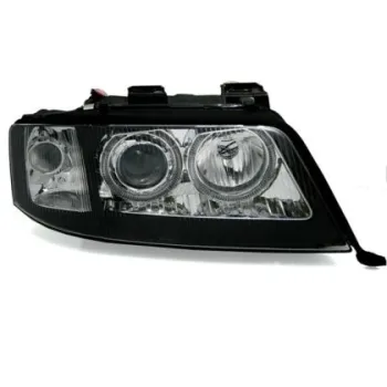 Φανάρια εμπρός angel eyes για Audi A6 (1997-2001) / Allroad 1999-2005 - μαύρα , με λάμπες (Η7) - σετ 2τμχ.