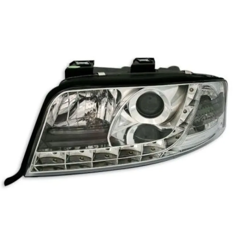 Φανάρια εμπρός led για Audi A6 με φώτα ημέρας (1997-2001) / Allroad 1999-2005 - chrome , με λάμπες (Η1) - σετ 2τμχ. Φανάρια εμπρός led για Audi A6 με φώτα ημέρας (1997-2001) / Allroad 1999-2005 - chrome , με λάμπες (Η1) - σετ 2τμχ.